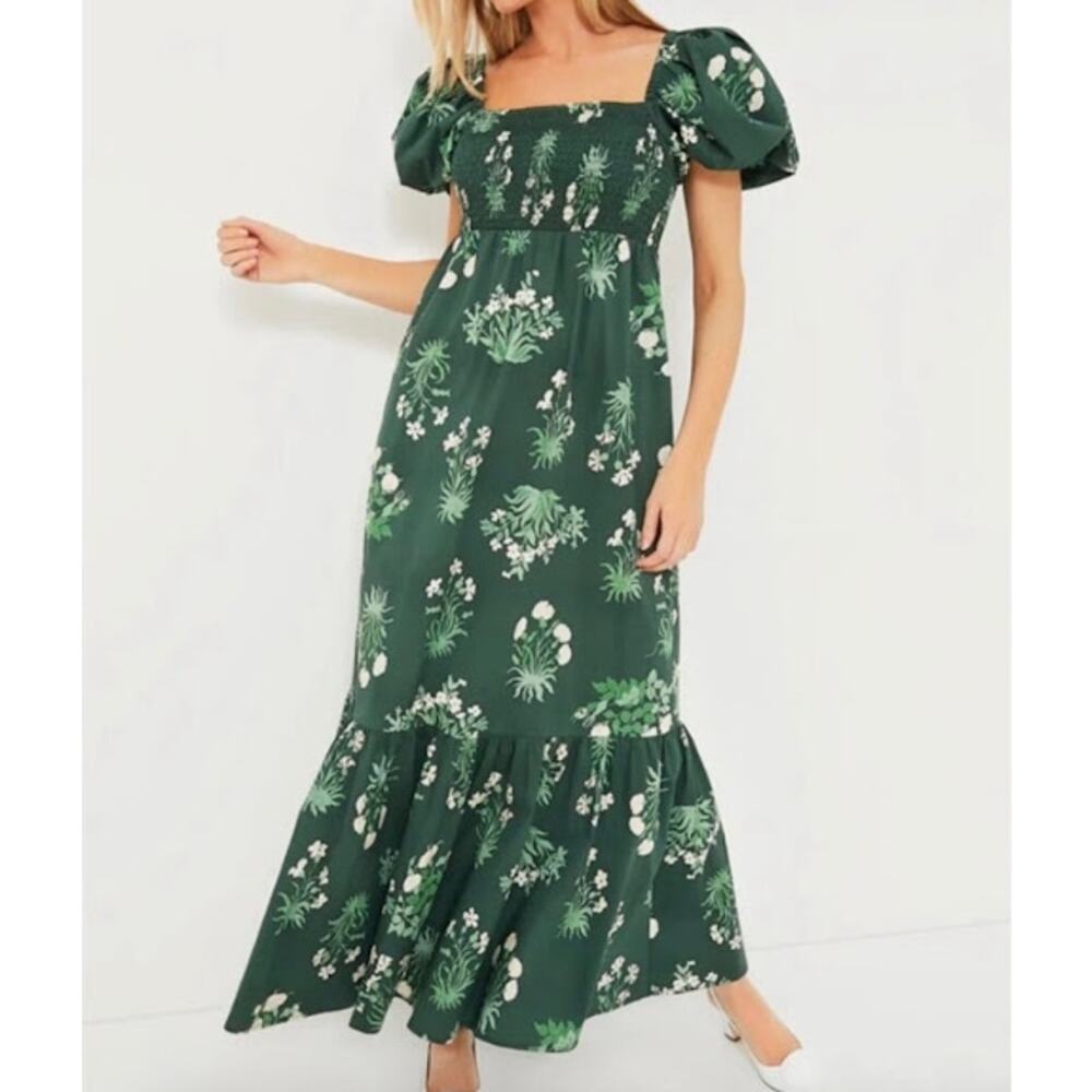 NWT Tuckernuck Viridian Stamped Bouquets Gabrielle Green Maxi Dress Sz XXL